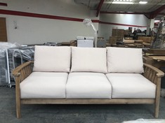 JOHN LEWIS BOARDWALK 3 SEATER GARDEN SOFA IN NATURAL WITH CREAM CUSHIONS - RRP £1099 (COLLECTION OR OPTIONAL DELIVERY)