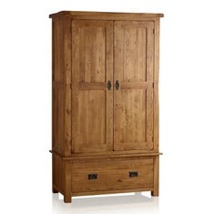 ORIGINAL RUSTIC SOLID OAK DOUBLE WARDROBE - ITEM NO. RUS01 - RRP £850 (COLLECTION OR OPTIONAL DELIVERY) (KERBSIDE PALLET DELIVERY)