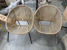 JOHN LEWIS SET OF 2 SALSA GARDEN CHAIR IN NATURAL - RRP £149 (COLLECTION OR OPTIONAL DELIVERY)