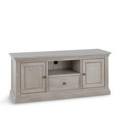 BURLEIGH LIGHT GREY LARGE TV UNIT IN SOLID HARDWOOD - ITEM NO. BRL005 - RRP £550 (COLLECTION OR OPTIONAL DELIVERY)