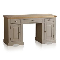 ST IVES NATURAL OAK AND LIGHT GREY PAINTED DESK - ITEM NO. ALC029-GREY - RRP £650 (COLLECTION OR OPTIONAL DELIVERY)