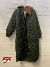 BARBOUR HERITAGE BRAND WOMEN'S COAT - OLIVE GREEN UK 10 (DELIVERY ONLY)