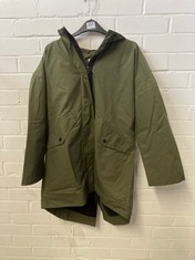 JOHN LEWIS HOODED JACKET IN DARK OLIVE GREEN UK 10 (DELIVERY ONLY)