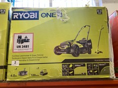 RYOBI CORDLESS LAWNMOWER AND GRASS TRIMMER - GREEN - MODEL: RLM1833LT1825M RRP £220 (DELIVERY ONLY)
