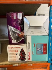 4 X ASSORTED ITEMS TO INCLUDE MORPHY RICHARDS EASY CHARGE IRON - RED (DELIVERY ONLY)