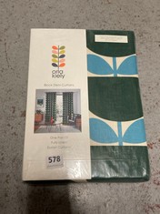 ORLA KIELY ONE PAIR OF FULLY LINED EYELET CURTAINS - JADE SIZE 168C183CM (DELIVERY ONLY)