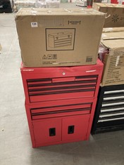 6 DRAWER 2 DOOR TOOL CABINET AND CHEST IN RED TO INCLUDE 3 DRAWER PORTABLE CHEST - ITEM CODE. 175935 (COLLECTION OR OPTIONAL DELIVERY) (KERBSIDE PALLET DELIVERY)