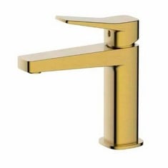 RAK PETIT SQUARE STANDARD BASIN MIXER TAP IN BRUSHED GOLD - RRP £180 (COLLECTION OR OPTIONAL DELIVERY)