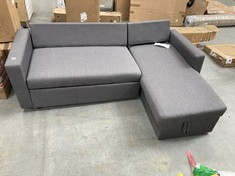 3 SEATER CHAISE SOFA IN DARK GREY FABRIC (COLLECTION OR OPTIONAL DELIVERY)