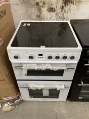 HISENSE DOUBLE ELECTRIC OVEN IN WHITE WITH 4 BURNER CERAMIC HOB - MODEL NO. HDE3211BWUK - RRP £379 (COLLECTION OR OPTIONAL DELIVERY)