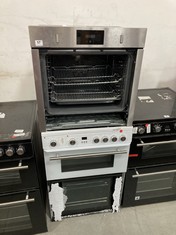 NEFF BUILT IN SINGLE OVEN IN STAINLESS STEEL - MODEL NO. B3CCC0AN0B/35 (MISSING DOOR) TO INCLUDE HISENSE DOUBLE ELECTRIC OVEN IN WHITE WITH 4 BURNER CERAMIC HOB - MODEL NO. HDE3211BWUK (SMASHED) (COL