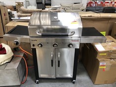 CHAR-BROIL ADVANTAGE TRU-INFRARED 3 BURNER BBQ IN STAINLESS STEEL WITH SIDE BURNER - RRP £484 (COLLECTION OR OPTIONAL DELIVERY) (KERBSIDE PALLET DELIVERY)