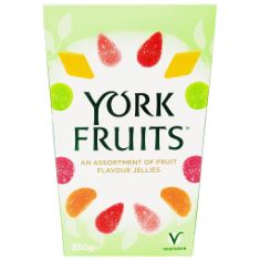 QTY OF ITEMS TO INLCUDE ASSORTED FOOD TO INCLUDE YORK FRUITS AN ASSORTMENT OF FRUIT FLAVOUR JELLIES, 350G, MIRCH MASALA RATLAMI SEV 12OZ. (DELIVERY ONLY)