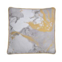 10 X SLEEPDOWN METALLIC MARBLE PRINT FILLED CUSHION SOFT DECORATIVE SQUARE PIPED EDGE COTTON HOME DECOR SOFA BEDROOM 18" X 18" - NATURAL - 45CM X 45CM. (DELIVERY ONLY)