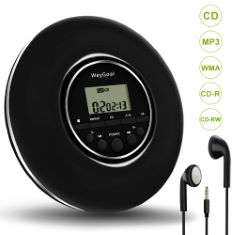 11 X PERSONAL CD PLAYER, WAYGOAL PORTABLE CD PLAYER WITH HEADPHONES MINI COMPACT DISCMAN WALKMAN SUPPORT LAST MEMORY ANTI-SKIP PROTECTION LCD DISPLAY FOR AUDIO BOOK, GIFTS FOR KIDS CHILDREN & ADULT -