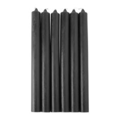 25 X A & W CANDLES BISTRO STYLE DINNER CANDLES, BLACK, PACK OF 6, UNSCENTED. (DELIVERY ONLY)