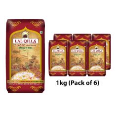 6 X LAL QILLA CLASSIC BASMATI RICE (1KG) - PERFECT FOR STIR FRYS, SALADS & CURRYS (PACK OF 6). (DELIVERY ONLY)