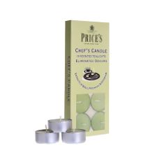 44 X PRICE'S - CHEF'S TEALIGHTS - 10 PACK - ODOUR ELIMINATING TEALIGHTS - MADE WITH BASIL, PATCHOULI AND GERANIUM EXTRACTS - CLEAN, FRESH, QUALITY FRAGRANCE - LONG LASTING SCENT. (DELIVERY ONLY)