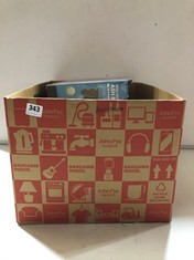 BOX OF ASSORTED HOUSEHOLD ITEMS TO INCLUDE BARGAINS GALORE WALL MOUNT ASH BIN BLACK (DELIVERY ONLY)