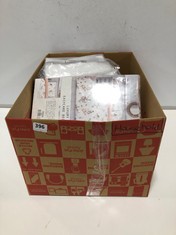 BOX OF ASSORTED HOUSEHOLD ITEMS TO INCLUDE LUXURY SO SOFT KING SIZE DUVET SET VINTAGE VOILE MULTI (DELIVERY ONLY)