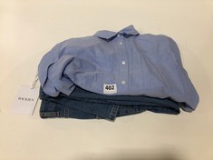 2 X ASSORTED BAUKJEN CLOTHING TO INCLUDE THE GIRLFRIEND DENIM JEANS WASHED INDIGO SIZE 8 (DELIVERY ONLY)