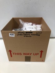 BOX OF ASSORTED BRANDED UNDERWEAR TO INCLUDE NIKE 6-PAIRS WHITE SOCKS SIZE 5-8 (DELIVERY ONLY)