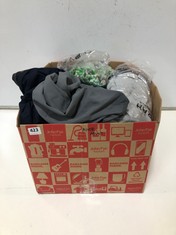 BOX OF ASSORTED ADULT CLOTHING TO INCLUDE SHEIN TROUSERS GREY SIZE XL (DELIVERY ONLY)