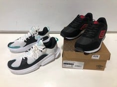 2 X ASSORTED BRANDED TRAINERS TO INCLUDE UNDER ARMOUR FLOW TRAINERS WHITE/BLACK/GREEN SIZE 8 (DELIVERY ONLY)