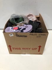 BOX OF ASSORTED ADULT FOOTWEAR TO INCLUDE HAVAIANAS FLIP-FLOPS MAUVE WITH MICKEY MOUSE SIZE 41-42 (DELIVERY ONLY)