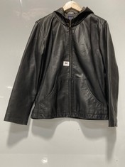 GAP HOODED FAUX SOFT LEATHER JACKET BLACK SIZE M (DELIVERY ONLY)