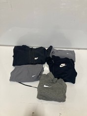 5 X ASSORTED NIKE CLOTHING TO INCLUDE ZIPPED HOODIE BLACK SIZE LG (DELIVERY ONLY)