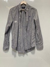 RALPH LAUREN LONG SLEEVE SHIRT DARK GREY/WHITE STRIPE SIZE M (DELIVERY ONLY)