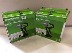 2 X GREENWORKS 24V BATTERY POWERED IMPACT WRENCH (DELIVERY ONLY)