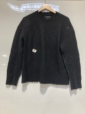 ALLSAINTS CREW NECK KNIT SWEATER BLACK SIZE SM (DELIVERY ONLY)