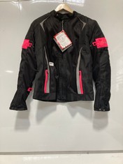 RIDING TRIBE MOTORCYCLE JACKET BLACK/PINK SIZE 2XL (DELIVERY ONLY)