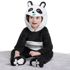 15 X IKALI TODDLER KIDS PANDA COSTUME, BABY GIRLS BOYS HOODED JUMPSUIT WITH FEET-COVERS FOR   CARNIVAL ANIMAL OUTFITS 6-12M - TOTAL RRP £169: LOCATION - A RACK