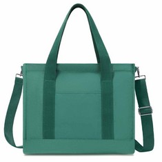 15 X MEEGIRL LIGHTWEIGHT WOMEN'S NYLON TOTE BAGS WATERPROOF HANDBAGS CASUAL SHOULDER BAGS FOR EVERYDAY HOLIDAY TRAVEL WORK WITH TWO STRAPS , L-GREEN  - TOTAL RRP £125: LOCATION - A RACK