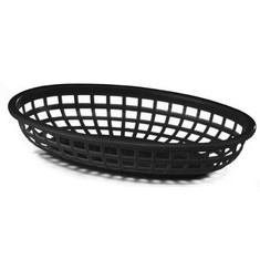 21 X 6X FAST FOOD POLYPROPYLENE CLASSIC OVAL BASKETS, BLACK, 24X15X5CM, BURGER, CHIPS, HOTDOGS - TOTAL RRP £192: LOCATION - B RACK