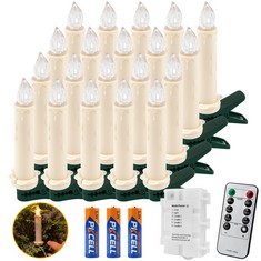 QUANTITY OF ASSORTED ITEMS TO INCLUDE KOOPOWER 20 LED CANDLES WITH TIMER, BATTERIES AND REMOTE CONTROL ON 10 M IP65 WATERPROOF TRANSPARENT CABLE, DIMMABLE CANDLE FAIRY LIGHTS FOR   TREE, WEDDING, PAR