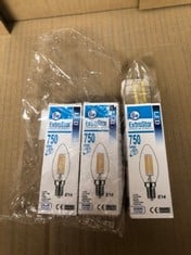 QUANTITY OF ASSORTED ITEMS TO INCLUDE EXTRASTAR E14 LED FILAMENT CANDLE BULBS 6W, 750LM 57W EQUIVALENT, C35 SES SMALL EDISON SCREW LED LIGHT BULBS, COOL WHITE 6500K DAYLIGHT, NON-DIMMABLE, PACK OF 6: