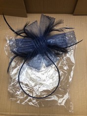 QUANTITY OF ASSORTED ITEMS TO INCLUDE LADIES NAVY BLUE FASCINATOR RRP £350: LOCATION - C RACK