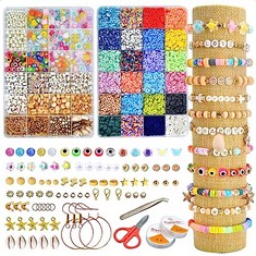 23 X LUCMO POLYMER CLAY BEADS BRACELET MAKING KIT, 8000+ PCS BRACELET JEWELRY MAKING KIT, DIY BRACELETS FOR RINGS NECKLACES GIFT EARRINGS BRACELET NECKLACE KEYCHAIN - JEWELLERY MAKING KIT - KIDS GIRL