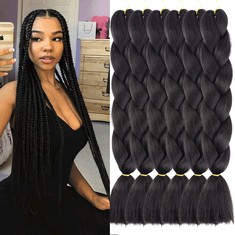 QUANTITY OF ASSORTED ITEMS TO INCLUDE XTREND 6PACKS 4 TONE OMBRE BRAIDING HAIR CROCHET BRAIDS 24 INCH SYNTHETIC HAIR EXTENSIONS JUMBO BRAIDING HAIR EXTENSION FOR BOX BRAIDING HAIR , 6PACKS, BLACK/ORA