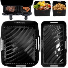 23 X YINGRACE 2PCS DUAL AIR FRYER LINERS COMPATIBLE FOR TEFAL EASY FRY 5.2L/3.1L, TOWER T17099 5.2L/3.3L, LAKELAND 26920 5L/3L, SALTER EK5729 5.5L/3.5L, EUARY4L+6L, LARGE+SMALL TWO SIZE DRAWER AIR FR