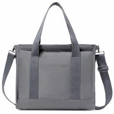 16 X MEEGIRL LIGHTWEIGHT WOMEN'S NYLON TOTE BAGS WATERPROOF HANDBAGS CASUAL SHOULDER BAGS FOR EVERYDAY HOLIDAY TRAVEL WORK WITH TWO STRAPS , L-GREY  - TOTAL RRP £133: LOCATION - A RACK