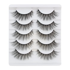 44 X GLOWINGWIN FALSE EYELASHES FOX EYE LASHES 5 PAIRS CAT EYE LASHES L CURL SOFT ANGEL WINGED FAKE LASHES REUSABLE FAUX MINK LASHES - TOTAL RRP £264: LOCATION - D RACK