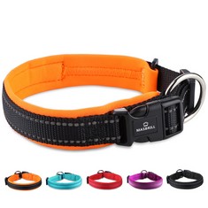 39 X MASBRILL ADJUSTABLE DOG COLLAR, REFLECTIVE NYLON DOG COLLAR WITH SOFT NEOPRENE PADDED, BREATHABLE PET COLLAR FOR PUPPY SMALL MEDIUM LARGE DOGS, LIGHTWEIGHT COMFORTABLE DOG COLLARS.ORANGE, L - TO