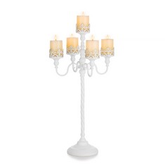 QUANTITY OF ASSORTED ITEMS TO INCLUDE SZIQIQI 5-ARM FLOOR CANDELABRA CENTERPIECE FOR WEDDING TABLES 78CM TALL- WHITE CANDLE HOLDERS FOR PILLAR CANDLES LARGE CANDLE HOLDER CENTERPIECES FOR PARTY FESTI