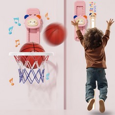 9 X EPPO MINI BASKETBALL HOOP FOR TODDLERS BOYS AGE 3-5, ADJUSTABLE HEIGHT, VOICE TOUCH HIGH JUMP COUNTER FOR KIDS, SPACE-SAVING,TODDLER TOYS AGE 4-7,   BIRTHDAY GIFTS FOR BOYS 4-6 , PINK  - TOTAL RR