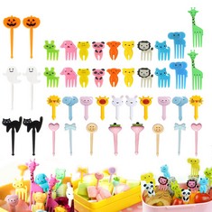 18 X FOOD PICKS 44PCS,ANIMAL FRUIT PICKS?BENTO BOX PICKS, GEASON MINI CARTOON ANIMAL   FOOD TOOTHPICKS, LUNCH BENTO FORKS PICKS FOR KIDS - TOTAL RRP £142: LOCATION - E RACK